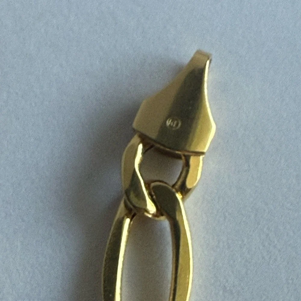 saks fifth avenue 14K Gold Mens Bracelet Figaro Made In Italy NWT $3770